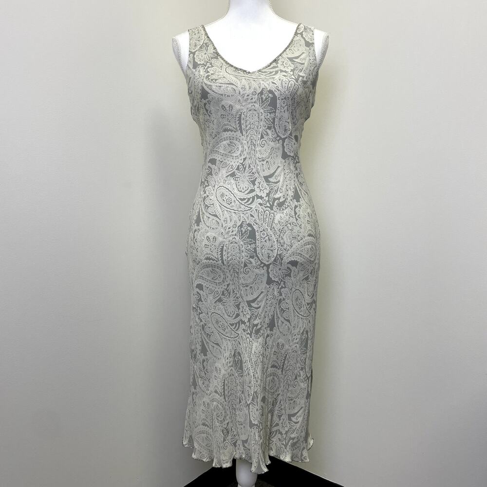 Y2K Jones New York Signature Silk Paisley Beaded Dress 6 Petite Fairy